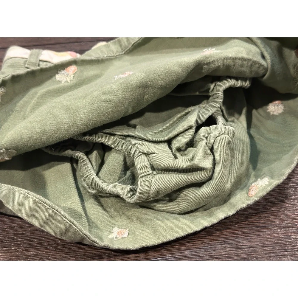 Gymboree green pineapple‎ floral embroidered skirt belt pockets sz 2T
